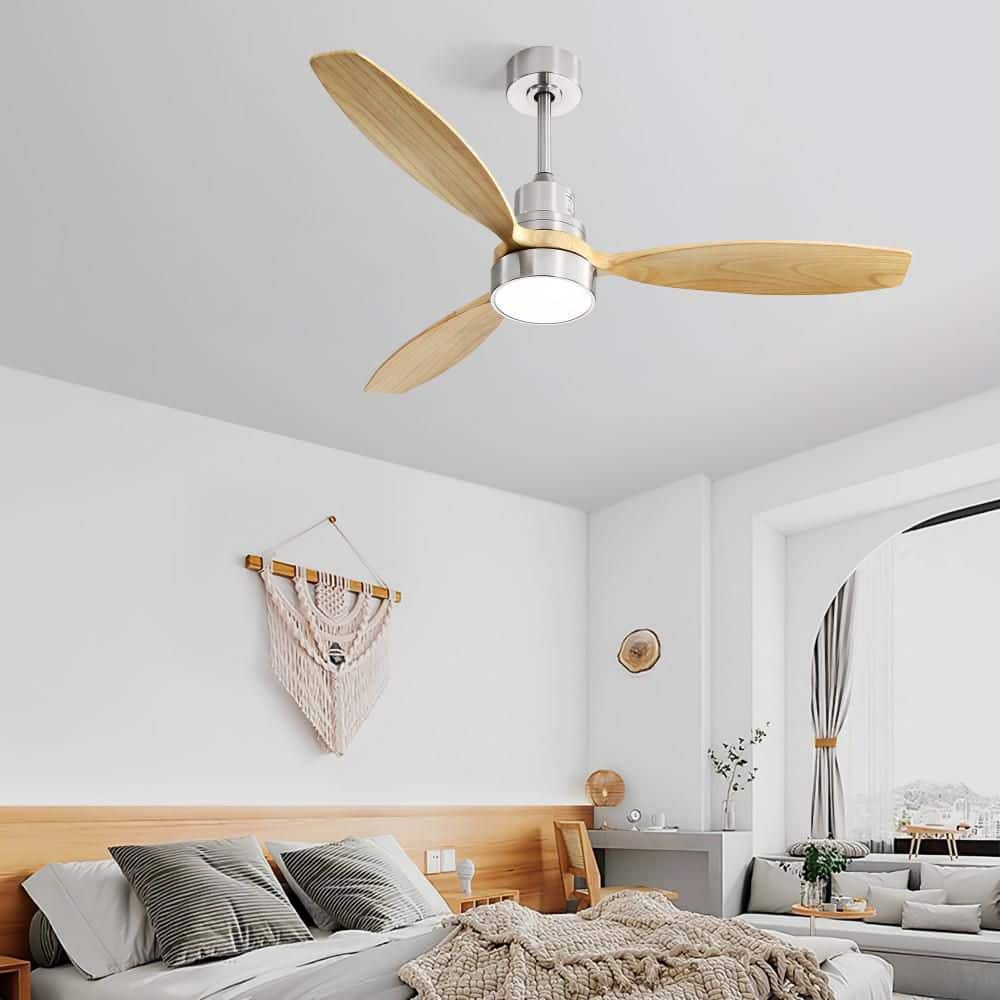 52 in. White Minimalist Ceiling Fans with Lights and Remote Control, 3 Blades Ceiling Fan for Bedroom Patio Porch price history on PriceWatchPro