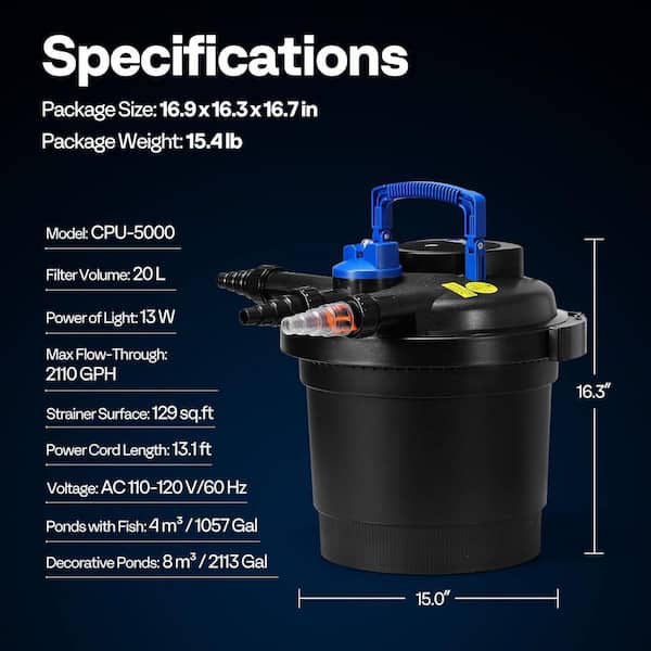 Jebao Jecod CBF 4000 Pressurised UV Pond Filter & 9w UV (+ Bio Balls pack