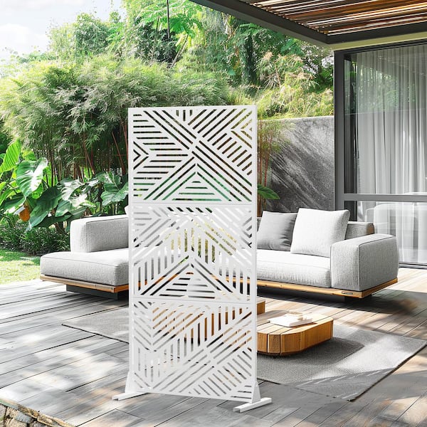 Dovelina Ivan 72 in. Galvanized Steel Garden Fence Outdoor Privacy Screen Garden Screen Panels in White