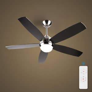 52 in. Smart Indoor Black Ceiling Fan with LED Light and Remote Control 3 Colors Adjustable and Reversible DC Motor