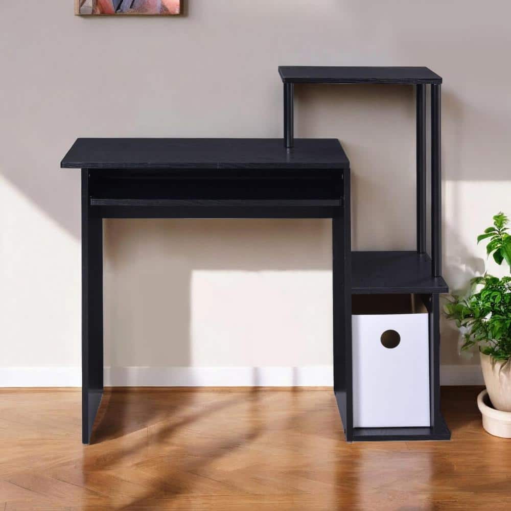 37 in. Rectangular Black Metal 0-Drawer Computer Desks
