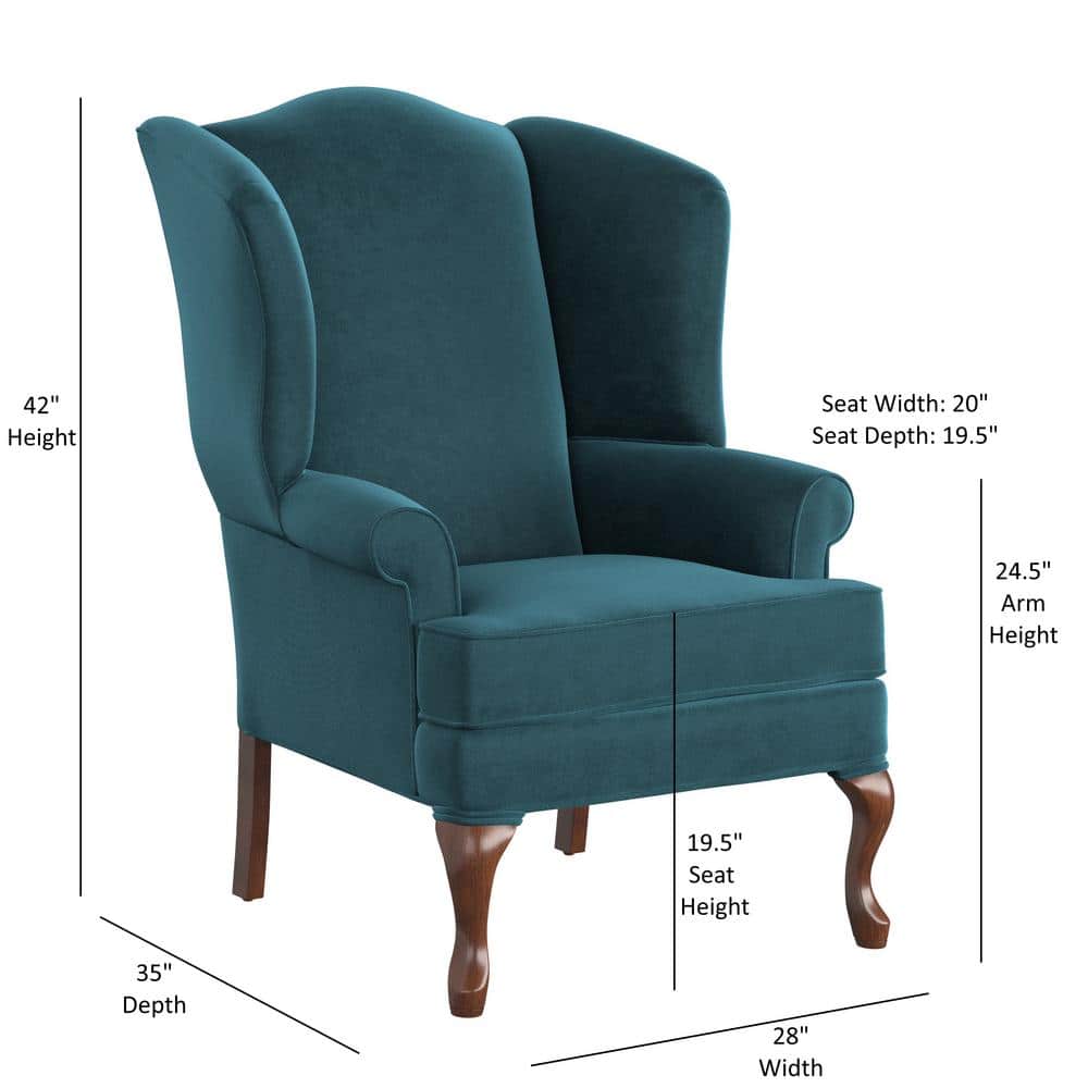 Elizabeth Ocean Blue Velvet-Feel Microfiber Wingback Chair