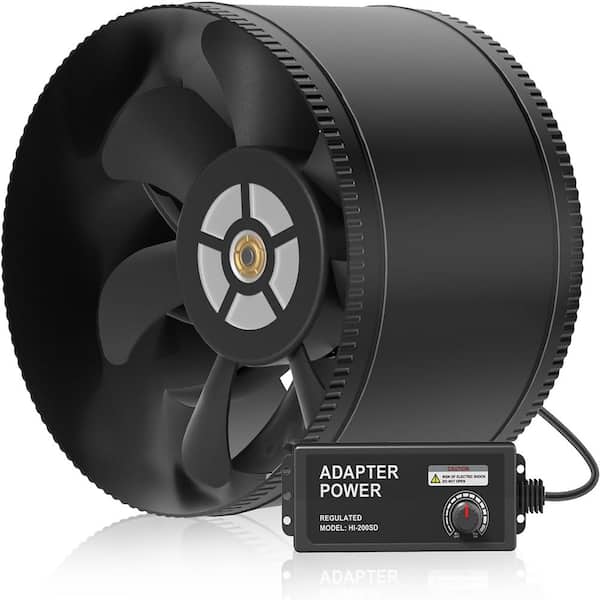 8 in. Inline Booster Duct Fan with Speed Controller - 623 CFM Airflow, 44-Watt Ultra-Low Power, Electric Powered Plastic