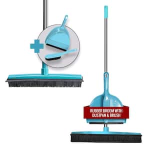 Rubber Push Broom with Dust Pan Kit Aqua