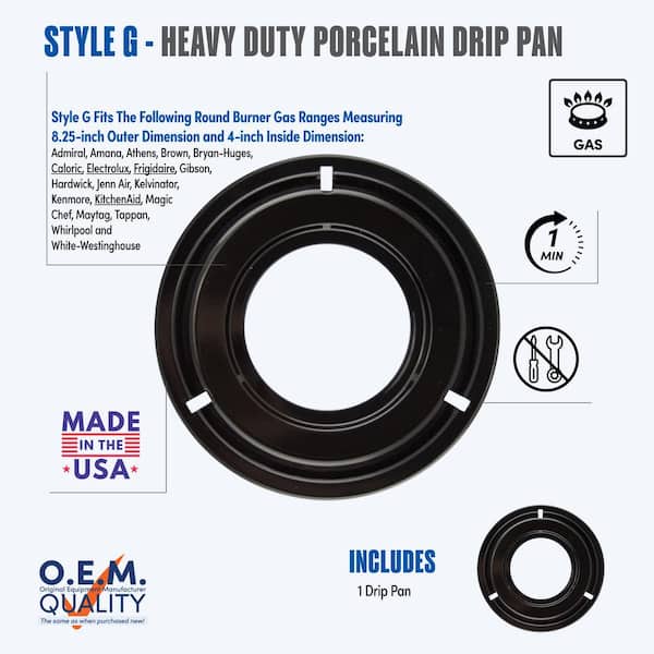 Range Kleen 8.25 in. Drip Pan in Porcelain/Black
