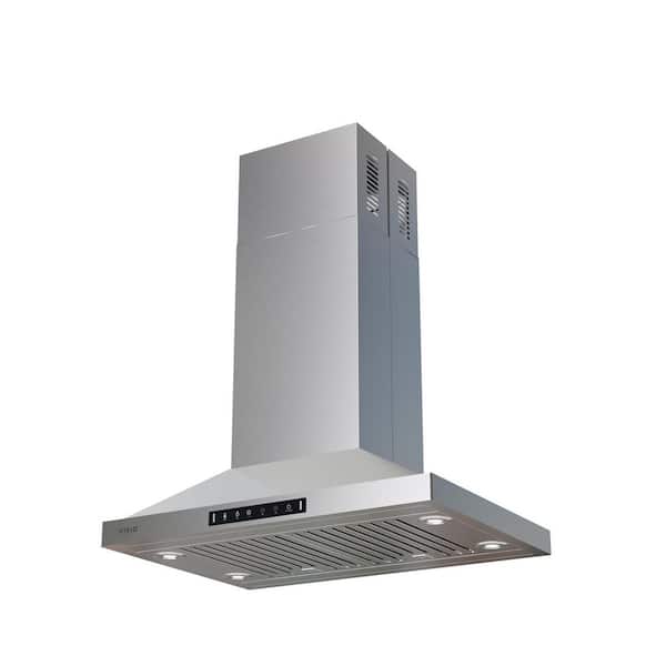 VIKIO 30 in 500CFM Convertible Island Range Hood in Stainless Steel with Gesture control and 4 LED Lights