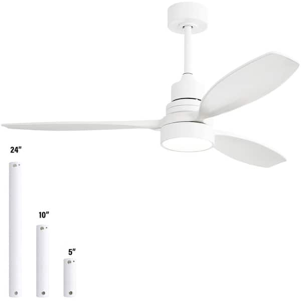 Sofucor 52 in. Indoor/Outdoor Wood White Ceiling Fan with Light and 6 ...