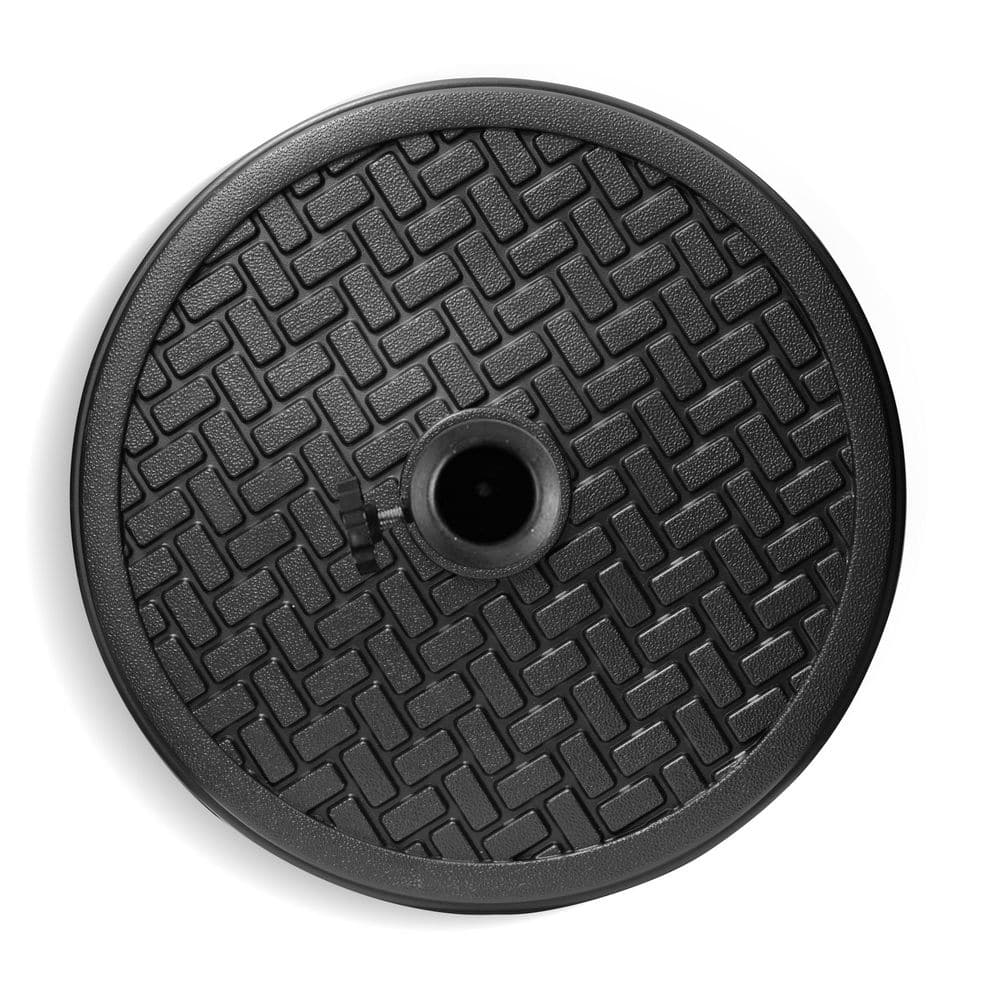Modern Black Concrete and Steel Round Parasol Base