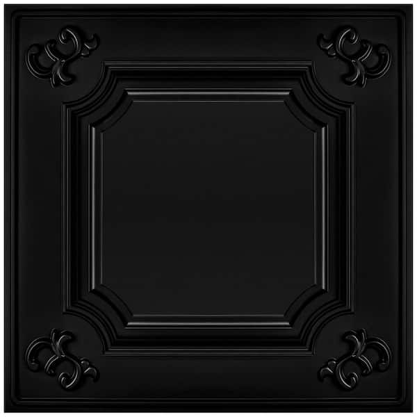 Art3dwallpanels Black 2 ft. x 2 ft. Decorative Drop Ceiling Tiles Wainscoting Panels Glue Up (48 sq. ft./box)