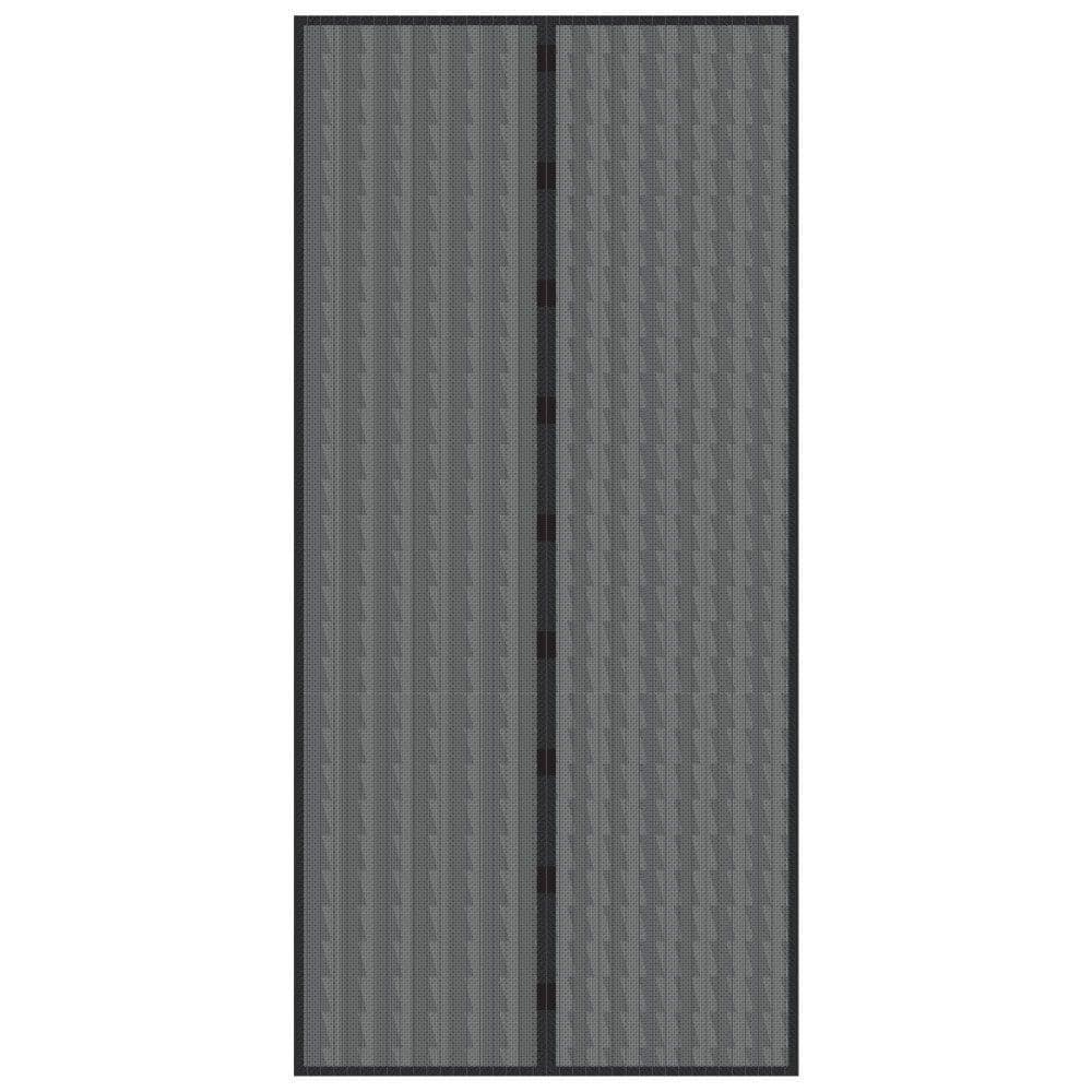 Black Mesh Magnetic Screen Door Curtains with Automatic Close, 38 x 80 in.