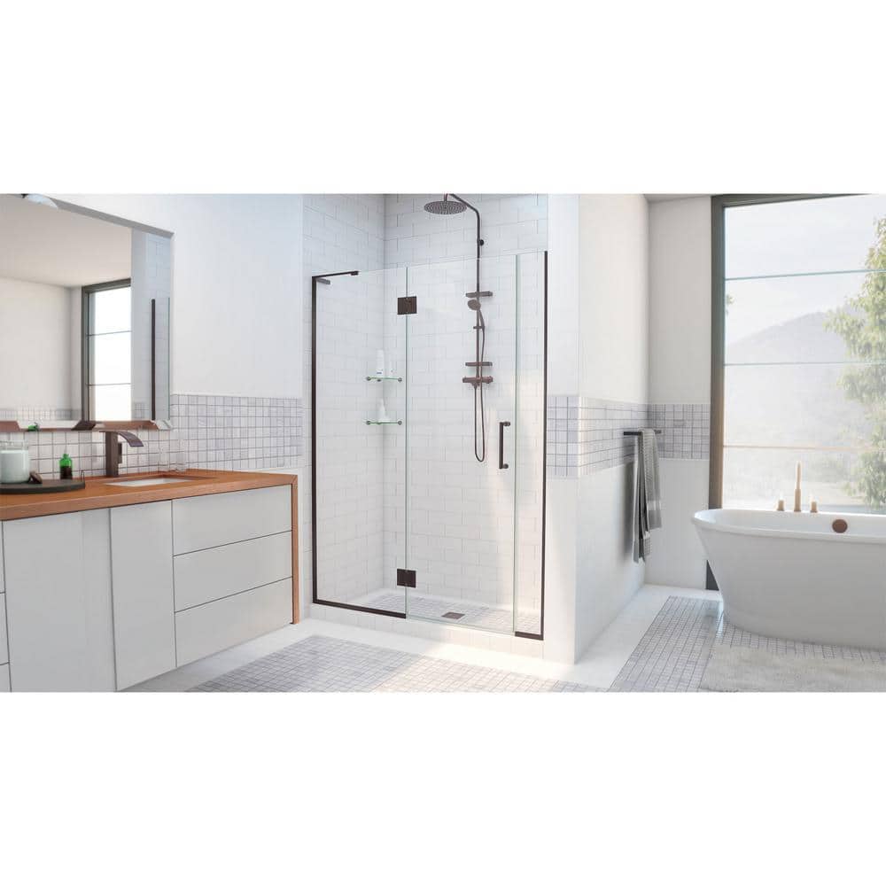 Unidoor-X 37" Oil Rubbed Bronze Frameless Hinged Shower Door