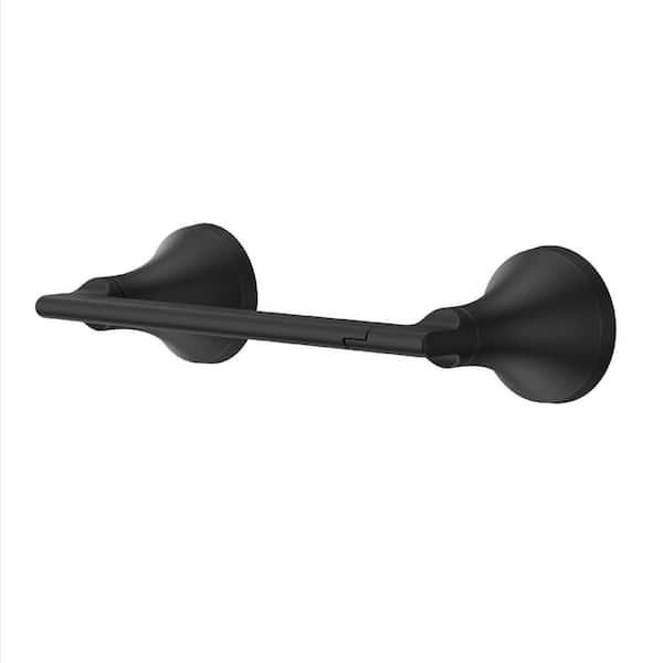 Vedra Wall Mount Double Post Pivot Toilet Paper Holder in Matte Black
