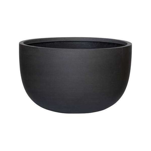 PotteryPots 17.7 in. Long, Volcano Black Sunny Large Sandstone Indoor Outdoor Modern Thin Planter