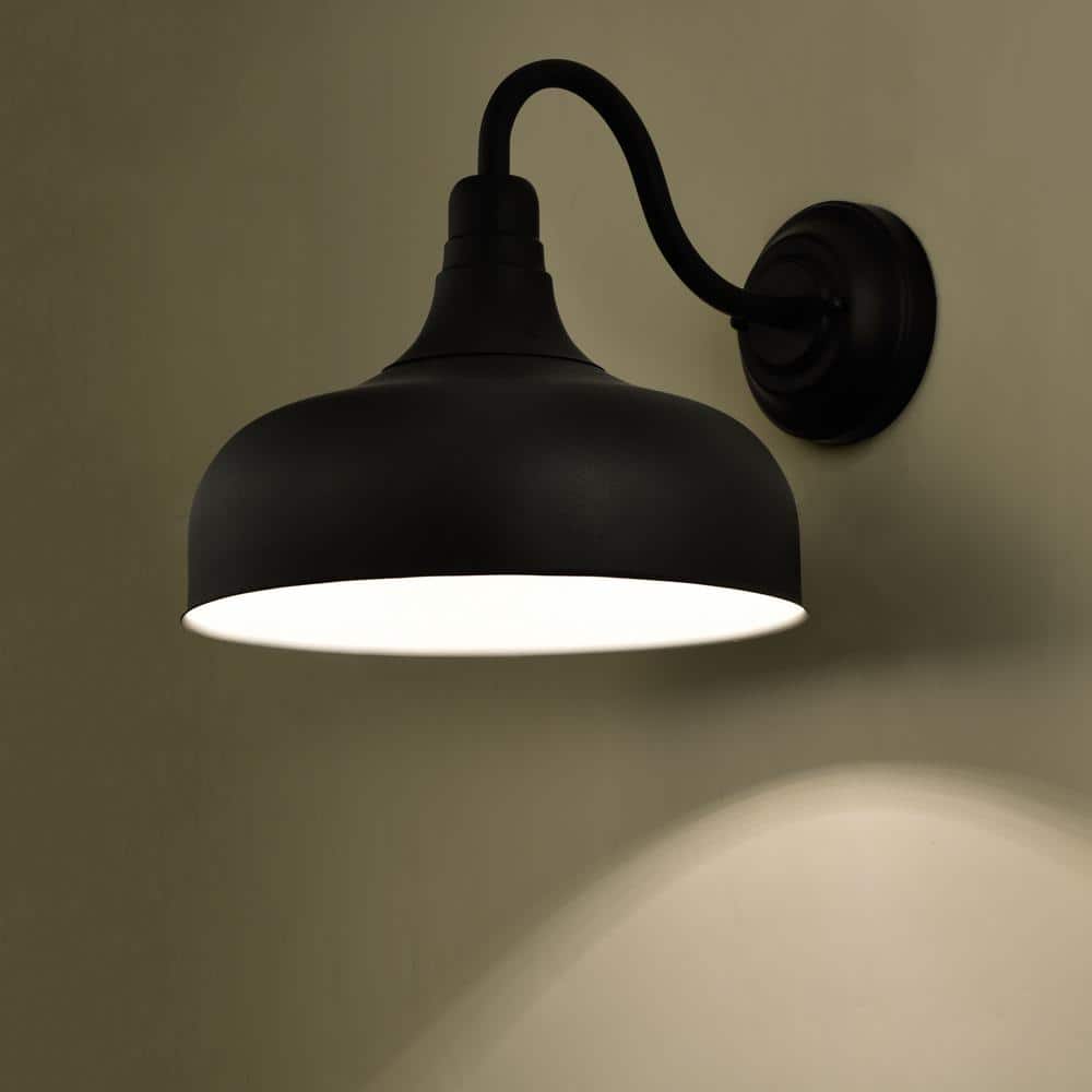 Matte Black Industrial LED Outdoor Barn Light Sconce