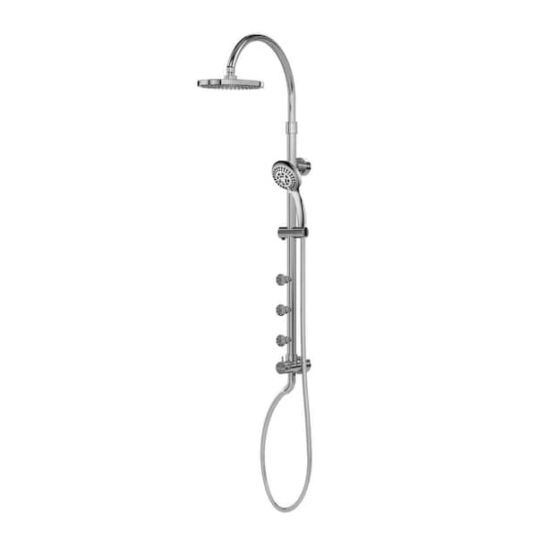 PULSE Showerspas Riviera 5-Spray 2.5 GPM 8 in. Wall Mounted Fixed and Handheld Shower Head in Chrome