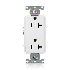 Decora Plus 20 Amp Industrial Grade Duplex Outlet, White
