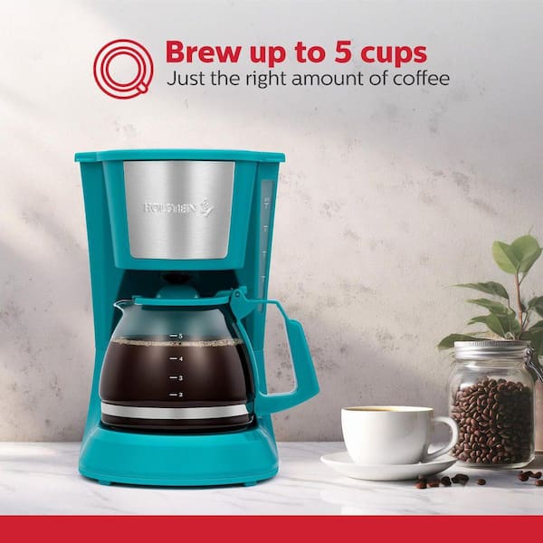Holstein Housewares 5-Cup Coffee Maker,Teal