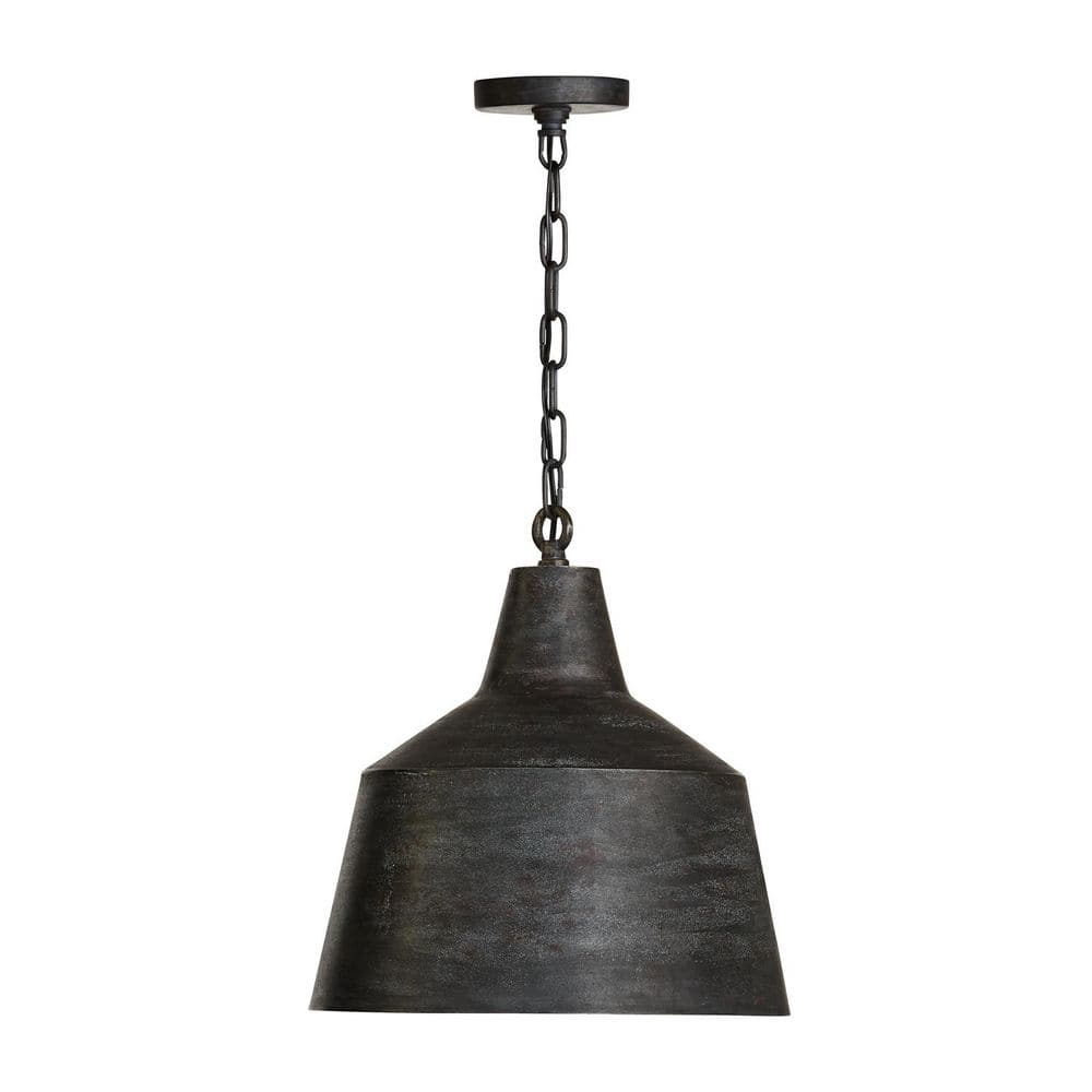 Quarry 15.5 in. W x 17 in. H 1-Light Distressed Metal Tapered Pendant in Quarry with Sand Cast Alumninum Shade price history on PriceWatchPro