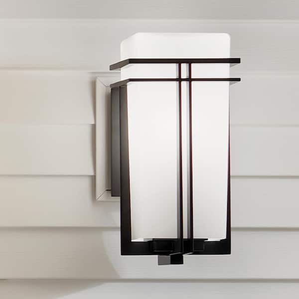 KICHLER Tremillo 17.25 in. 1-Light Black Outdoor Hardwired Wall