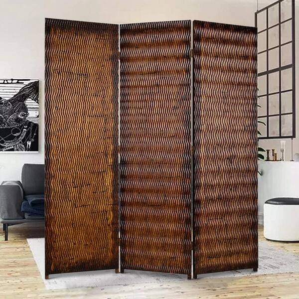 Handcrafted Mango Wood Modern Look Partition with Display Rack Set of 1  Piece