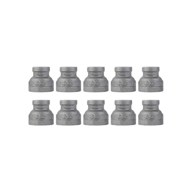 PIPE DECOR 3/4 in. x 3/8 in. Black Iron Reducing Coupling (10-Pack)