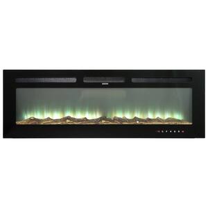 60 in. Tempered Glass Wall Mounted Fireplace with Safety in Black