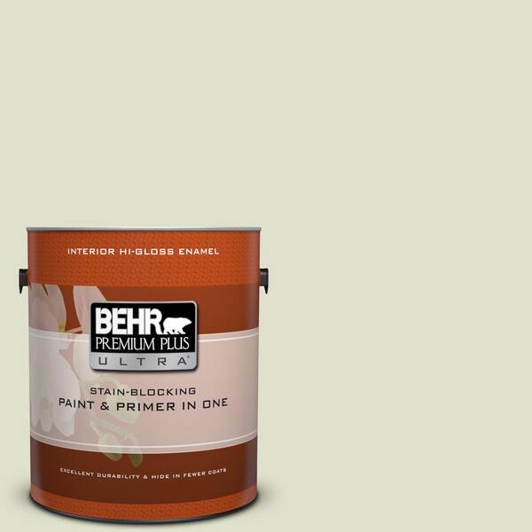 BEHR Premium Plus Ultra 1 gal. #M350-2 Aloe Nectar Hi-Gloss Enamel Interior Paint and Primer in One