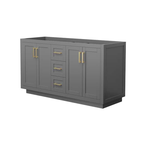Wyndham Collection Miranda 59.25 in. W x 21.75 in. D Double Bath Vanity Cabinet Only in Dark Gray