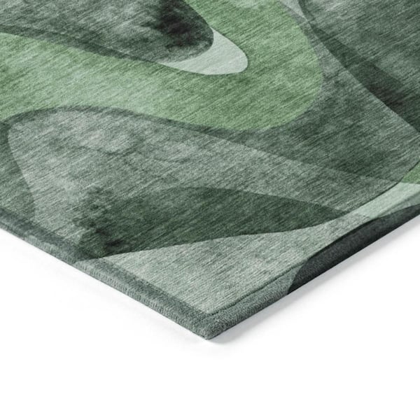 Fern Green 5 ft. x 8 ft. Woven Abstract Polyester Rectangle Indoor/Outdoor Area Rug