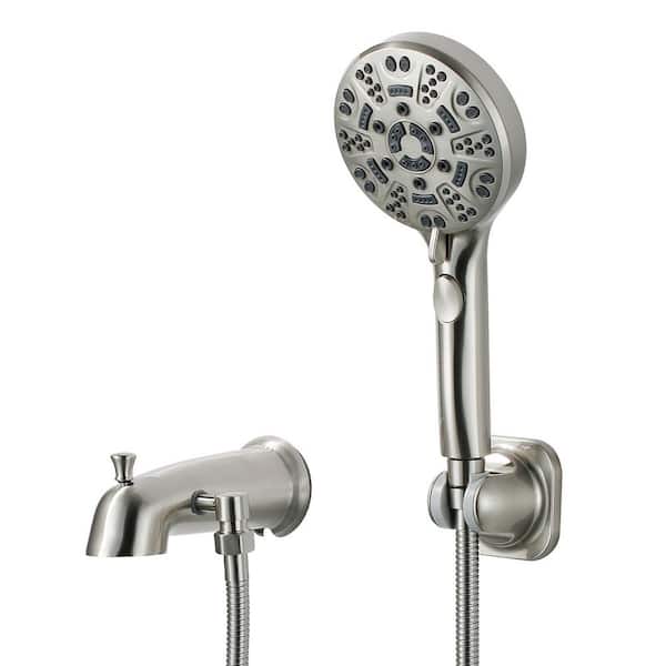 Bath Accessory Set, Tub Spout with Diverter, 8 Settings Handheld Shower in Brushed Nickel
