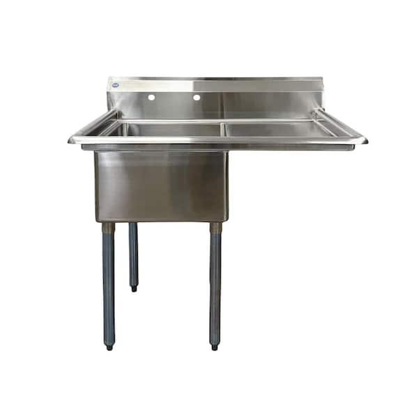 Cooler Depot 39 in. Stainless Steel right 1-Compartment Commercial Sink