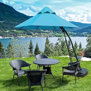 11 ft. Outdoor Aluminum Cantilever Sola Patio Umbrella in Turquoise