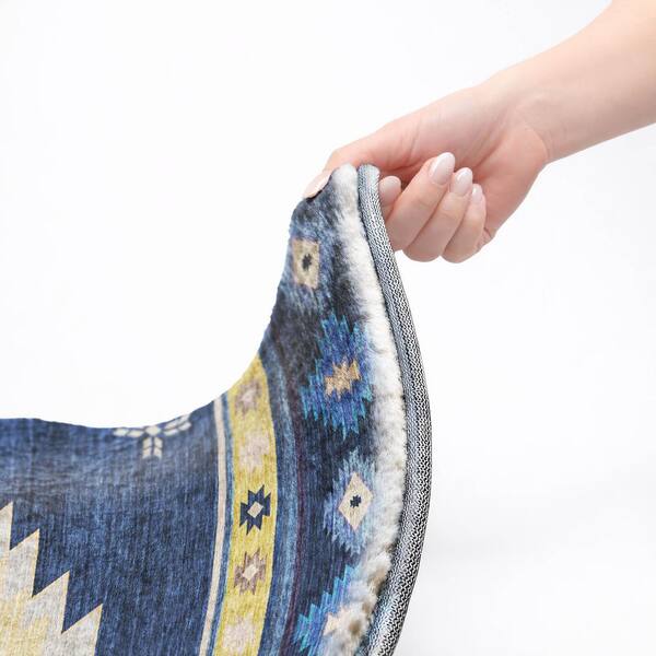 Dream Shag Premium Machine Washable Abstract ADS179 Blue 2 ft. x 3 ft. Accent Rug