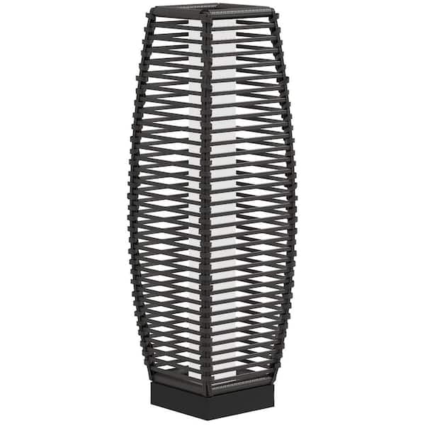 Outdoor Garden Decoration Rattan Solar Floor Lamp, Garden Lantern Pathway Light with Auto On/Off LED Lights, Gray