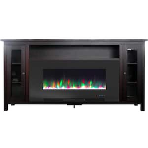 Somerset 70 in. Electric Fireplace TV Stand in Mahogany with Multi-Color LED Flames
