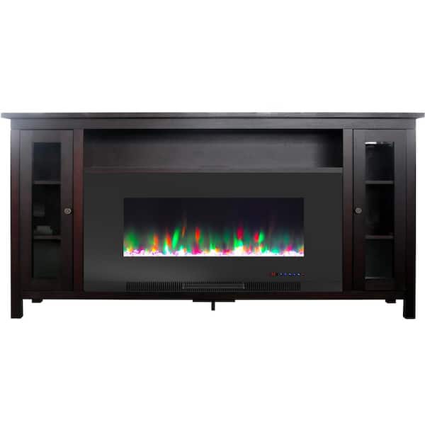 Cambridge Somerset 70 in. Electric Fireplace TV Stand in Mahogany with Multi-Color LED Flames