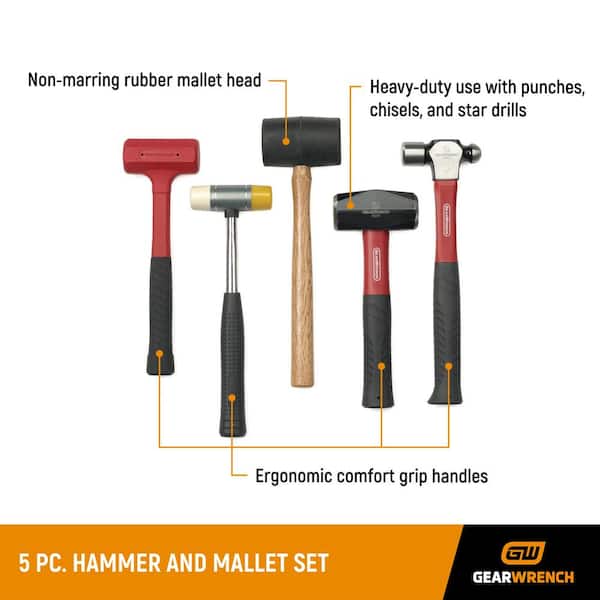 GEARWRENCH 5 Pc. Hammer and Mallet Set - 82303D