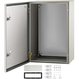 Electrical Enclosure 24 in. x 16 in. x 10in. NEMA 4X Carbon Steel Reinforced Lock and Hinge Electrical Junction Box,Gray