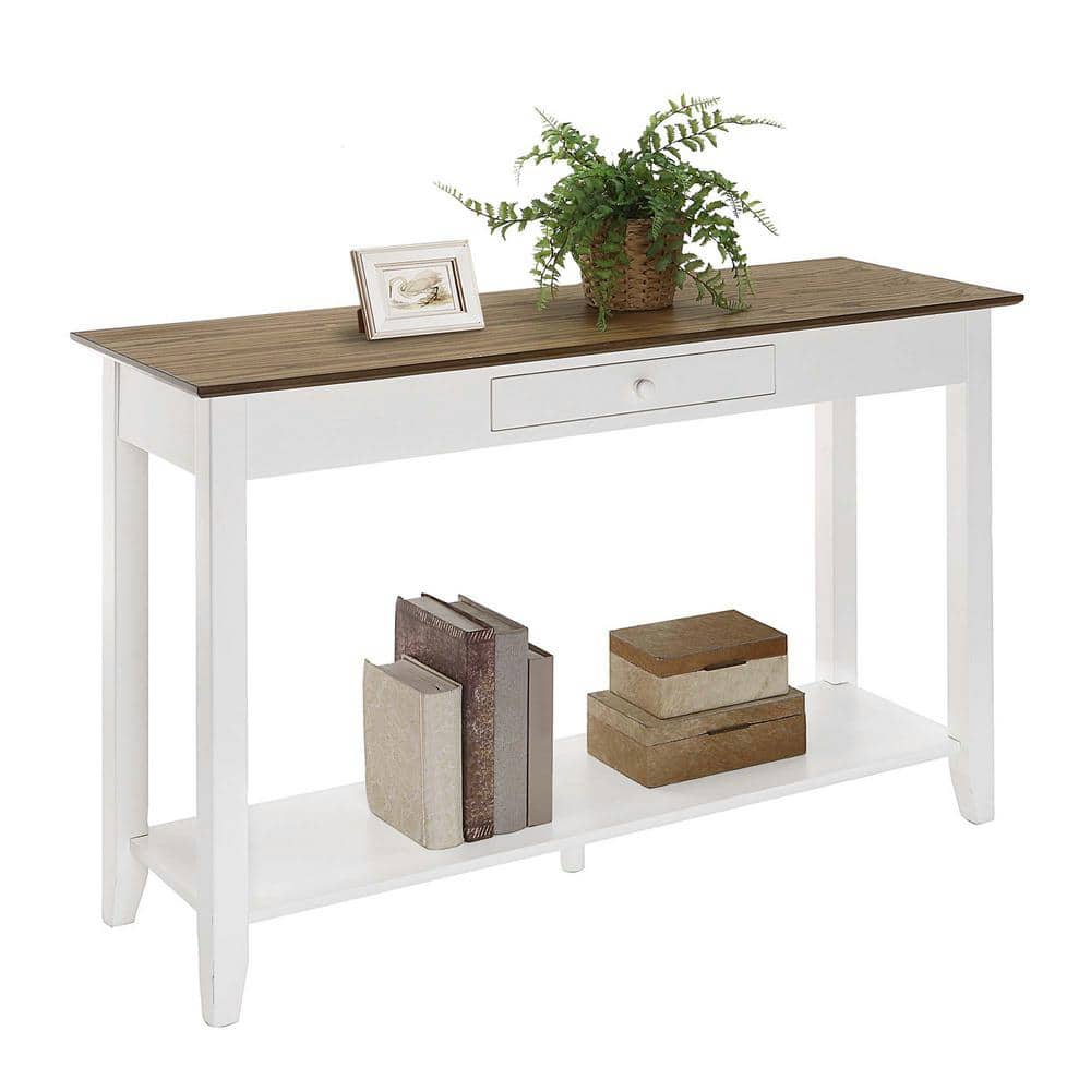 American Heritage Ash Veneer Console Table with Storage Shelf