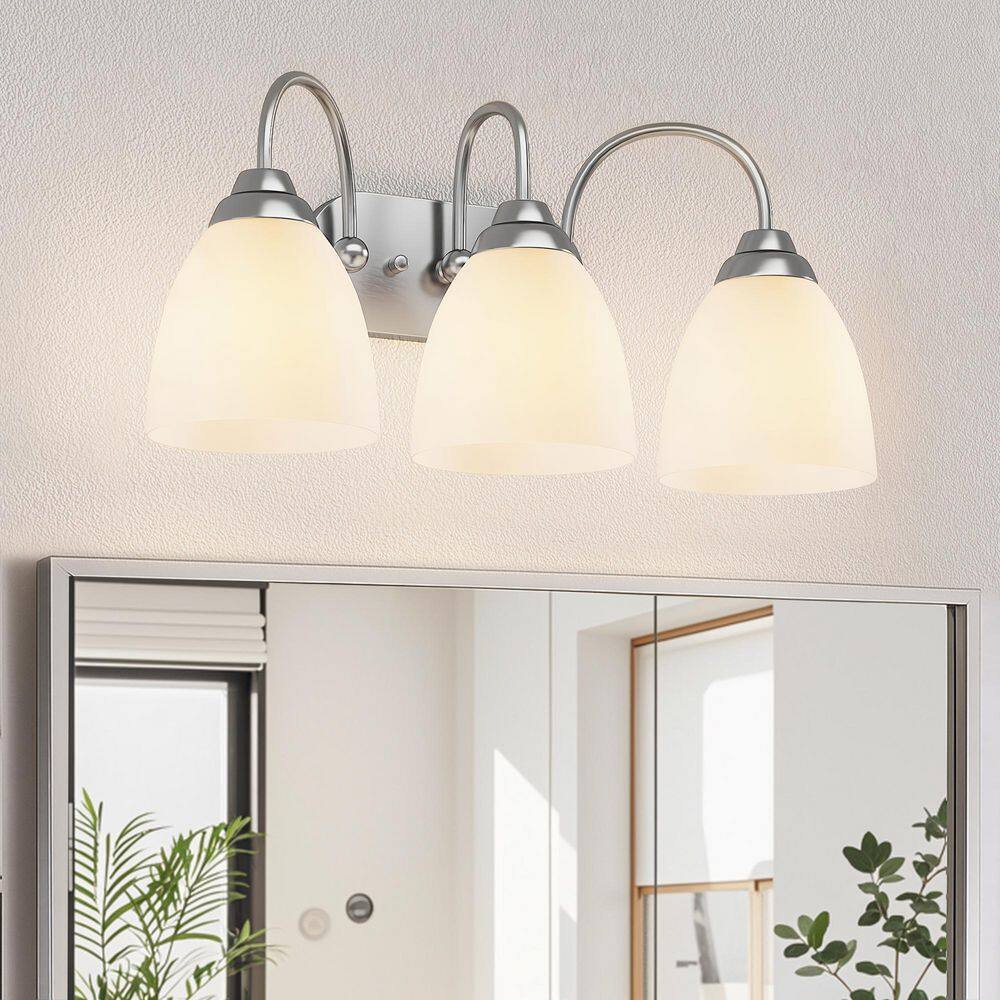 18.86 in. 3-Light Brushed Nickel Vanity Light w/ Clear Glass price history on PriceWatchPro
