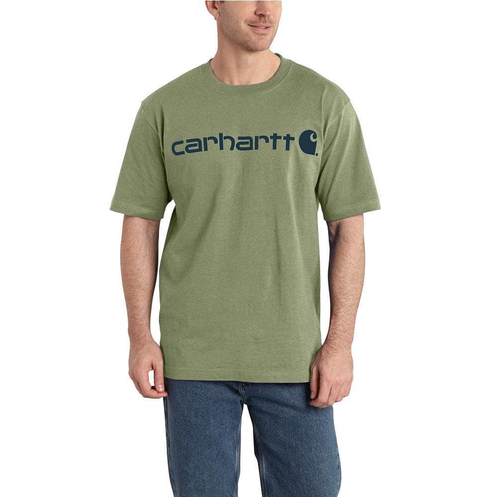 Carhartt Men's Large Oil Green Heather Cotton/Polyester Signature Logo ...