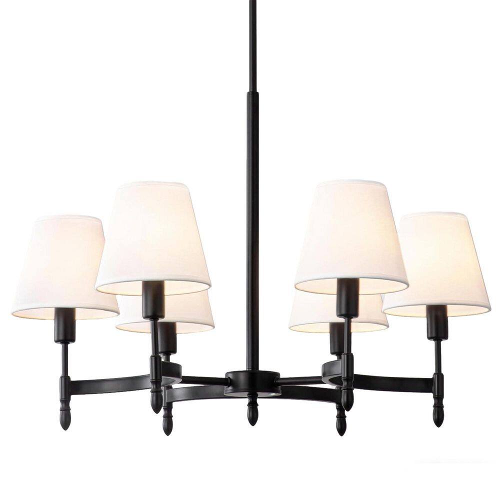 27 in. 6-Light Black White Linen Shade Farmhouse Chandelier, Elegant Rustic Pendant Light for Dining Room and Kitchen price history on PriceWatchPro