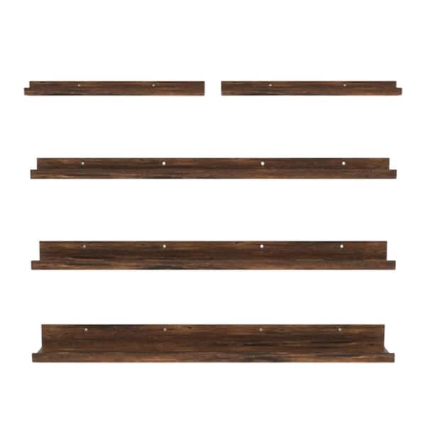 Unbranded 36 in. W x 6 in. D Brown Wood Large Floating Shelves Decorative Wall Shelf (Set of 5)