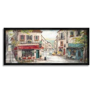 Town Landscape Vintage Bistro Architecture By Ruane Manning Framed Print Architecture Texturized Art 13 in. x 30 in.