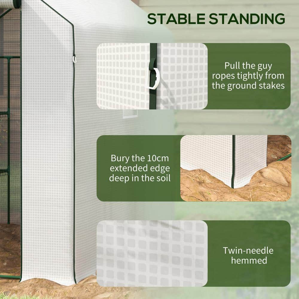 White Small Walk-In Greenhouse with Shelves