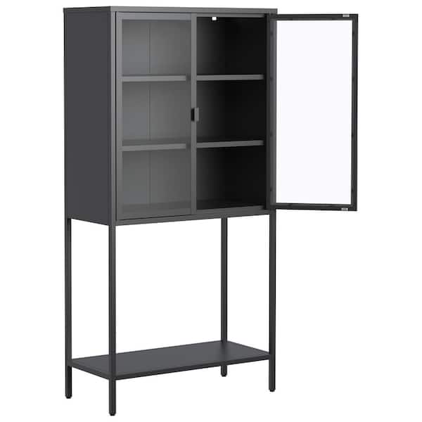 30 in. W x 14 in. D x 59 in. H Black Linen Cabinet, 59 in. H Heavy Duty Metal Storage Cabinet, Sideboards and Buffet