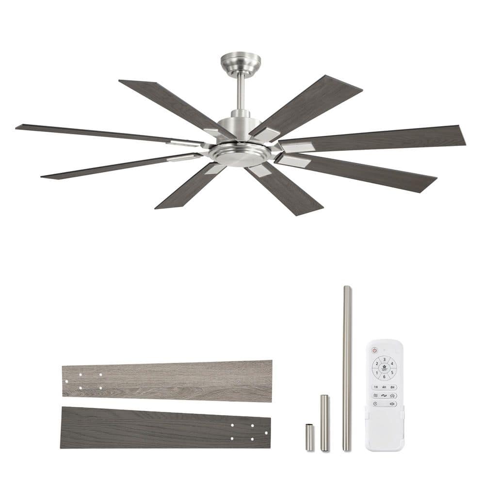 62 in. Nickel Indoor/Covered Outdoor Quiet Downrod Mount Standard Ceiling Fan without Lights, Remote Control Included price history on PriceWatchPro