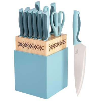 Blue Diamond Sharp Stone Nonstick Stainless Steel Cutlery, 4 Piece Set  including Chef Santoku Serrated and Pairing Knives with Covers CC005568-001  - The Home Depot