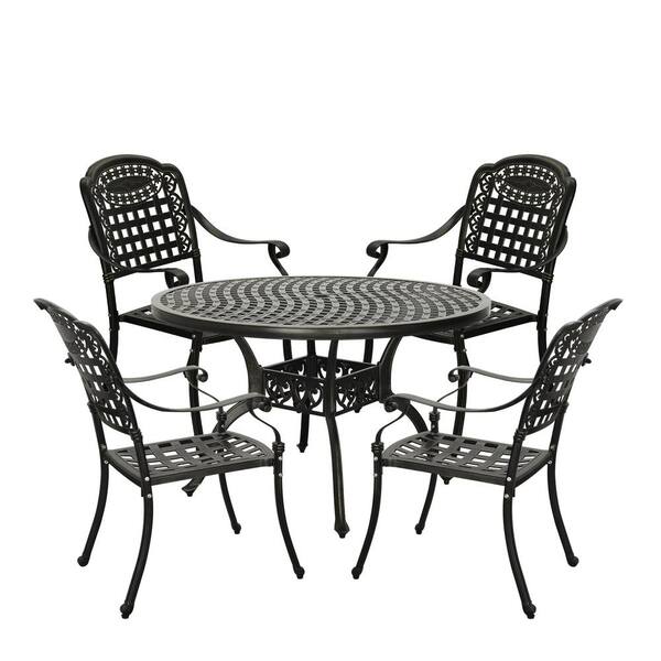 Clihome Bronze 5Piece Cast Aluminum Patio Dining Set with Carved Pattern CLXGT120CEBR The