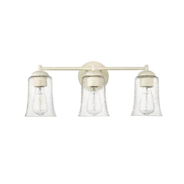 Millennium Lighting Abilene 21.75 in. 3-Light Cottage White Vanity-Light with Clear Chiseled Glass